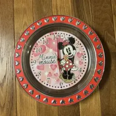 ミニーマウス 掛け時計 赤 ピンク