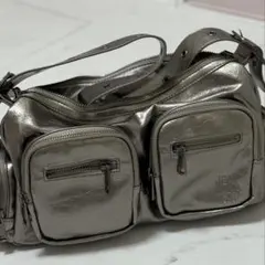 【美品】JEANASIS 4ポケットワンショルダーBAG メタリックグレーY2K
