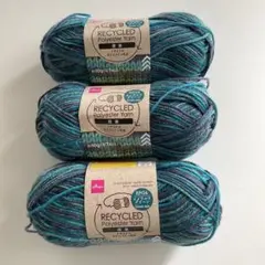 DAISO リサイクルポリエステル毛糸 RPG4 エメラルドグリーン50g 3玉