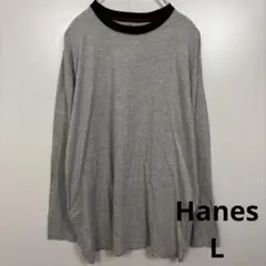 Hanes ヘインズ 無地 リンガー ロンT グレー XLのサムネイル