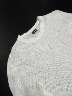 DIESEL メッシュロンT デザイン (L) ホワイト都会派レイヤード【美品】