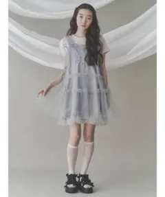 チュールコルセットミニワンピース ライトグレー
