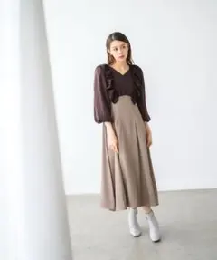 MISCH MASCHラッフルコンビワンピース MM437416 （BROWN）