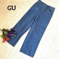 GU【ボタンファスナー】【ビンテージ風】デニム　L