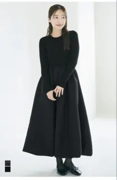 coca♡ バルーンワンピース 長袖 フレア　黒　ブラック　Ｌサイズ