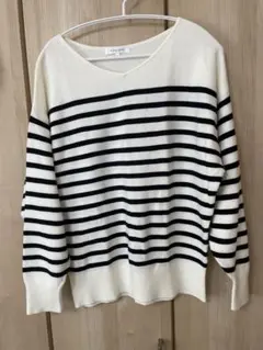 サマーセーター❣️【グローバルワーク】白。Sサイズ。シンプル。ストライプ。