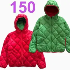 mont-bell 子供 150cm モンベル リバーシブルダウン 赤 緑