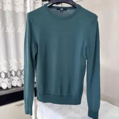 ユニクロ　グリーン 長袖セーター　Mサイズ　ウール100%