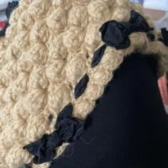 Ca4La 編み込みヘアバンド ベージュ・ブラック