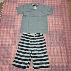 グレー Lサイズ L トップス Tシャツ ストライプ ショートパンツ 上下セット