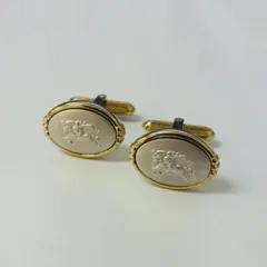 Burberry オーバル型カフリンクス ゴールド/シルバー