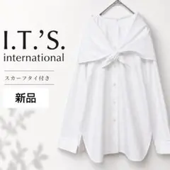 新品✨華やかネックシャツ イッツインターナショナル ホワイト 白 スカーフ付きのサムネイル