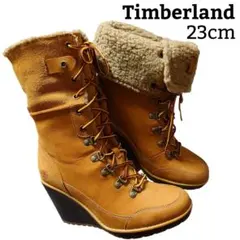 【極美品】ティンバーランド 本革 ウェッジソール ボア 編み上げブーツ 23cm