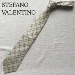 ステファノヴァレンチノ ネクタイ アイボリー チェック柄【n5299】