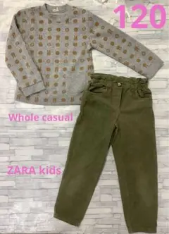 女の子　120 トレーナー　うさぎ　裏起毛　ズボン　コーデュロイ　ウエストゴム