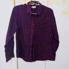アースミュージック&エコロジー　F-M相当チェック長袖シャツ　メンズレディース