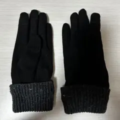 黒スエード風手袋 リブ編みカフス付き 無印良品のサムネイル