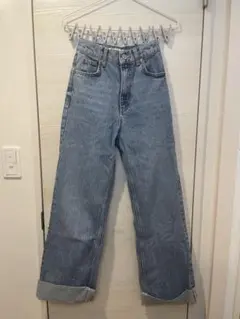 ZARA デニムパンツ ワイドレッグ ロールアップのサムネイル