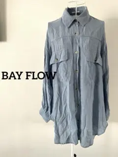 【BAYFLOW】シアーシャツ ブラウス チュニック ブルー F 楊柳のサムネイル