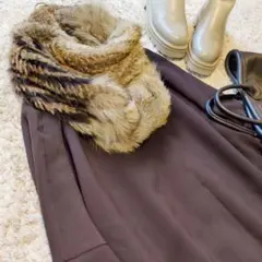 アーバンリサーチ ロッソ スヌード ラビット ラクーン ブラウン系ファー