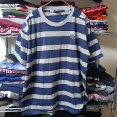 90s海外古着3Lメンズ　フランシスコビッグ大きめボーダー紺tシャツ直輸入メンズ