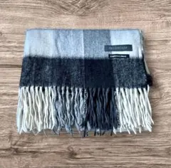 PECHINCHAR ウールカシミアブレンド フリンジチェックストール　グレー