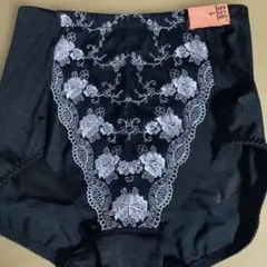 業者クリーニング済黒 花柄刺繍 骨盤ガードル LL