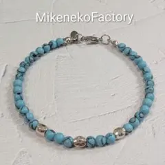 ブルーターコイズのプレート付き天然石ブレスレット