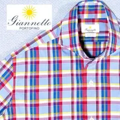 【美品】GIANNETTO ドレスシャツ カッタウェイ チェック Sのサムネイル