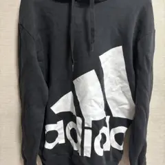 adidas ブラック ロゴ パーカー