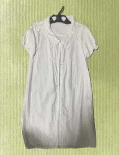 ホワイト レース付き襟 半袖ワンピース 森ガール