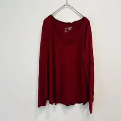 ⭐️美品terra & sky 【フリーサイズ】赤 Vネック 長袖Tシャツ 1