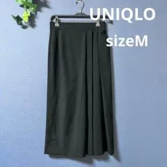 UNIQLO【M】良品　ロングタック　スリットロング　スカート　ブラック
