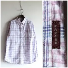 美品 21SS パパス+ SOKTAS生地 チェックボタンダウンシャツ Mのサムネイル