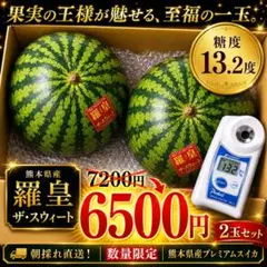 熊本県産 羅王ザ・スウィート プレミアムスイカ 2玉セット - メルカリ