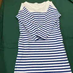 UNIQLO ボーダー 長袖Tシャツ S ホワイトブルー 美品