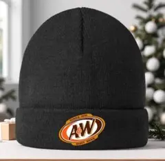 【新品・即日発送】　ルートビア　A&W ロゴ　黒ニット帽　ビーニー　ブラック