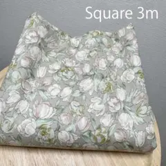 【特価】チューリップ花柄スケア生地３m★グレーベージュ地に淡色フラワー★布はぎれ