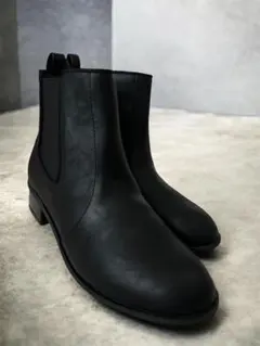 ブラック サイドゴアブーツ 合成皮革　しまむら