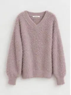 【美品】 Vネック シャギーニット ピンクベージュ Mしまむら