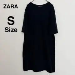 ZARA ザラ Tシャツワンピース ロング コットン 黒 S 体型カバー