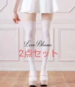 フェイクニーハイ ストッキング 2点セット 白 ホワイト レディースタイツ 美脚