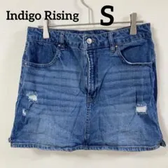 Indigo Rising 【S】デニムミニスカート ダメージ加工
