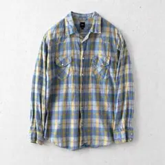 だ*い様 00s old Gap マドラスチェック　長袖ウエスタンシャツ　水色