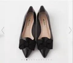 【美品】Diana ブラックエナメル フラットシューズ