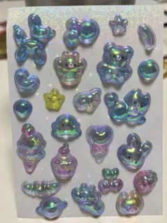 ボンボンドロップシール　おすそ分け　オーロラ　くま　ねこ　ピンク　ブルー