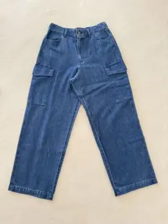 ユニクロ　デニムワイドストレートカーゴパンツ　M