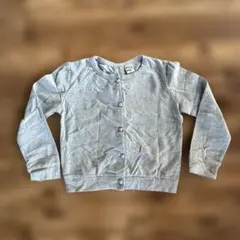グレー スウェット カーディガン 赤いリボン付き