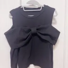 GRLリボンボレロ オフショル ニット ブラック