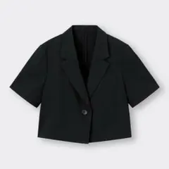 GU ハーフスリーブクロップドジャケット 黒 M